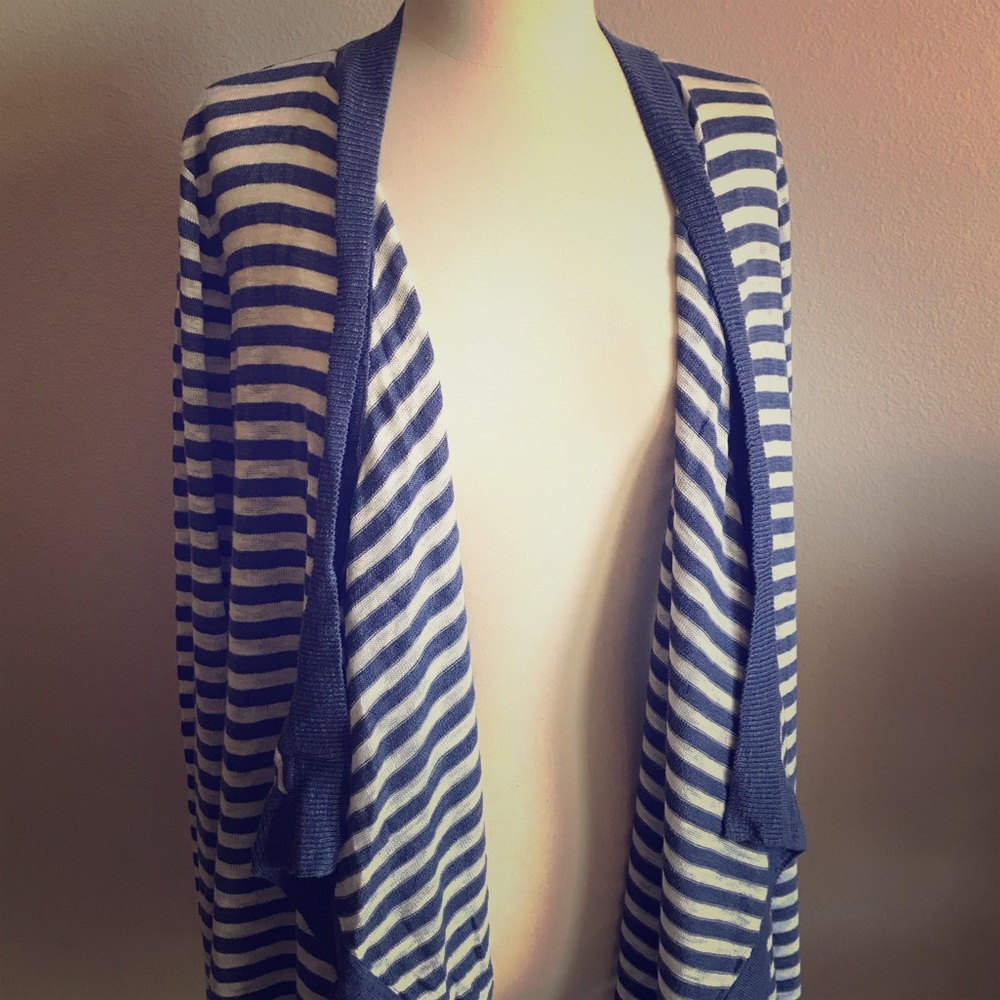 INC Blue and White Striped Sweater